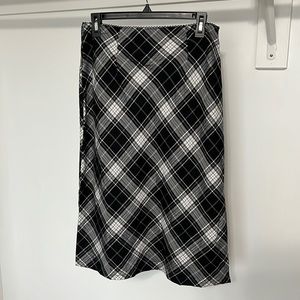 Midi Plaid Skirt With Side Slits
